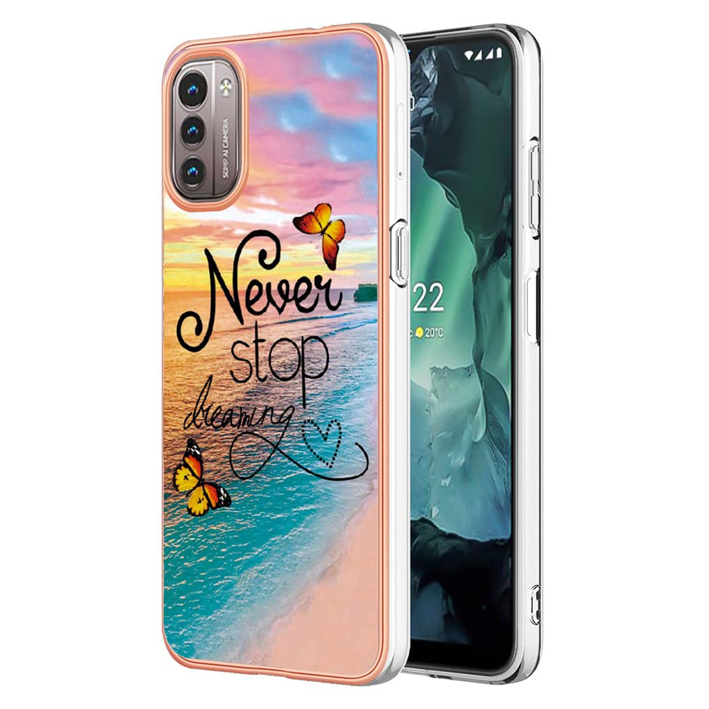 Custodia SEAHAI Per Nokia G21/G11 – Cover Sottile In Silicone TPU Con Effetto Marmo Glitter – Antiurto – Rosa Viola - 3