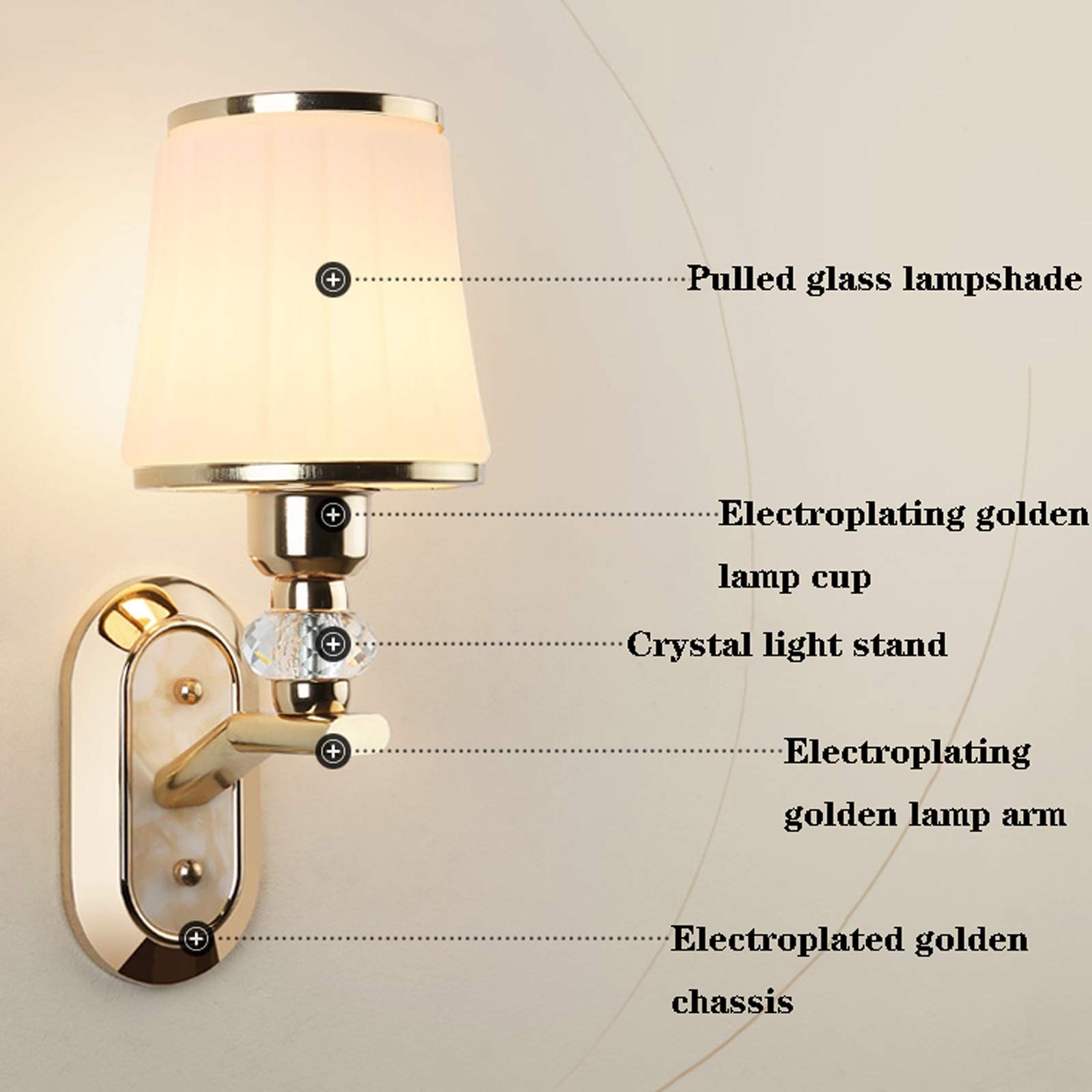 Lámparas de pared compatibles con sala de estar Lámpara de pared simple E27 Dormitorio moderno Lámpara de noche Fondo de sala de estar Lámparas de montaje en pared Pasillo Escaleras 12.9 "H
