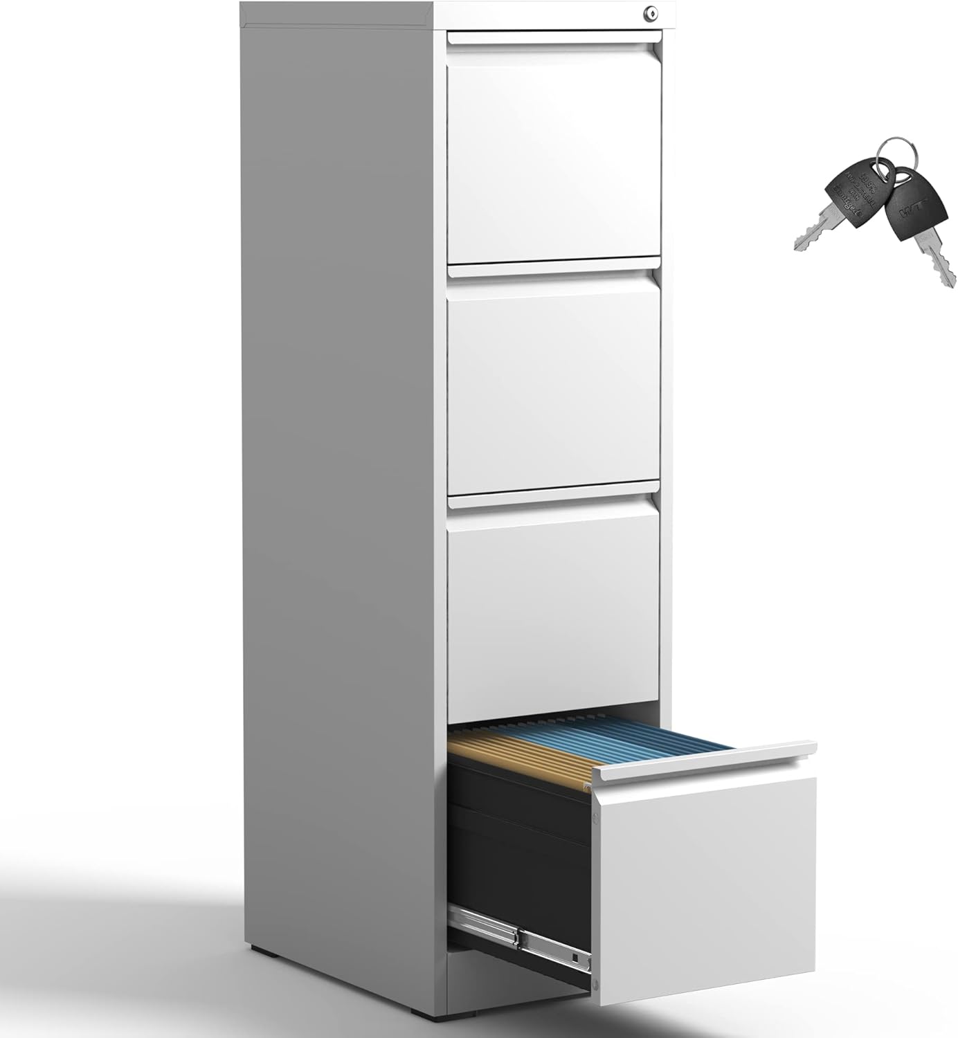 4 Drawer File Cabinet,Metal Filing Cabinets with Lock,Black Vertical File Cabinet for Home Office,Heavy Duty Metal Storage Cabinet for A4/Letter/Legal Size File,Assembly Required