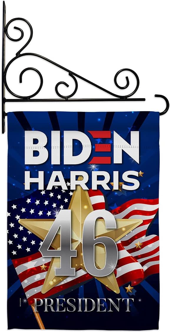 Biden Harris Flag 46 Garden Flag Set Wall Holder Patriotic Vote President Democrat Republican Tea Party United State American Election House Banner Small Yard Gift Double-Sided, Made in USA