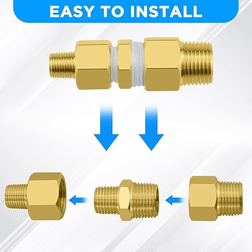 Miniatura 10 de SDTC Tech Paquete de 2 accesorios de tubería de latón de rosca macho NPT de 14 pulgadas a NPT de 18 pulgadas, adaptador reductor de rosca macho