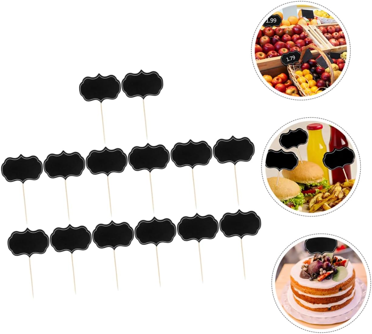 16pcs Black Paper Wood Cheese Markers Writable Buffet Labels