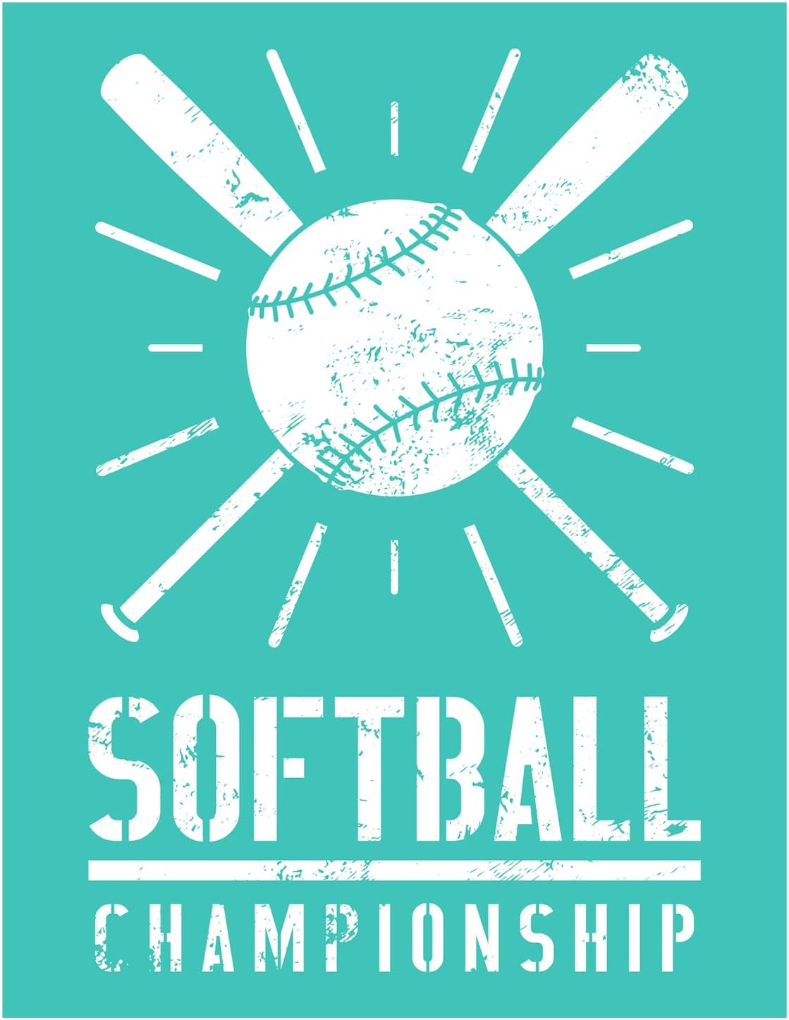 Briartw Softball CHAMPLONSHIP,Silkscreen Stencil,Reusable Self-Adhesive Silk Screen Printing, Flower Sentiments for Home Decor/Printing on Wood/Fabric/Wall/Cup/Plate/Glass/Paper,8.5x11 inch