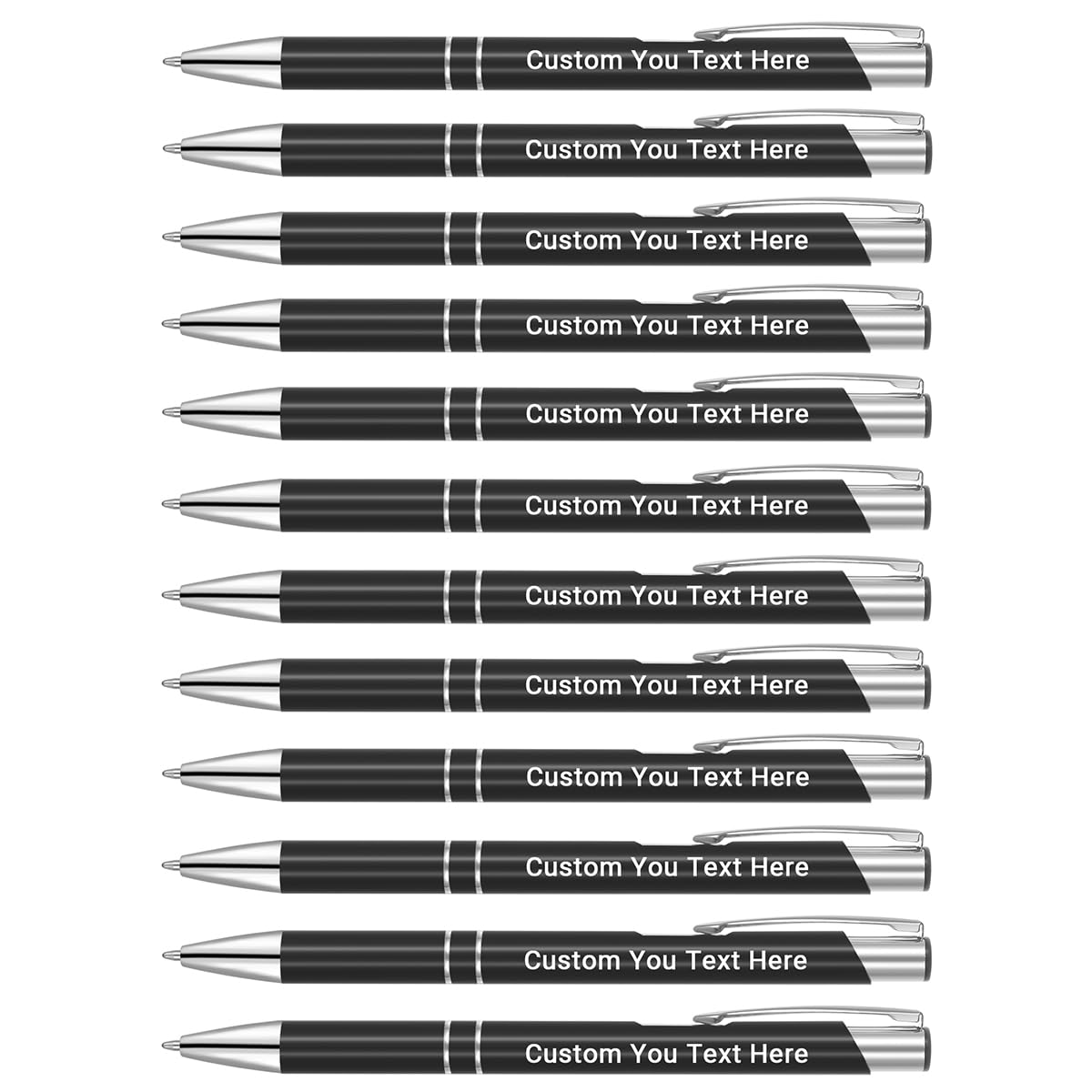 Zoonnis 50 Pcs Personalised Retractable Ballpoint Pens for Business Personalized Engraved Pen In Bulk for Women Men with Name Text Customised Pen Writing Custom Pen With Black Ink for School