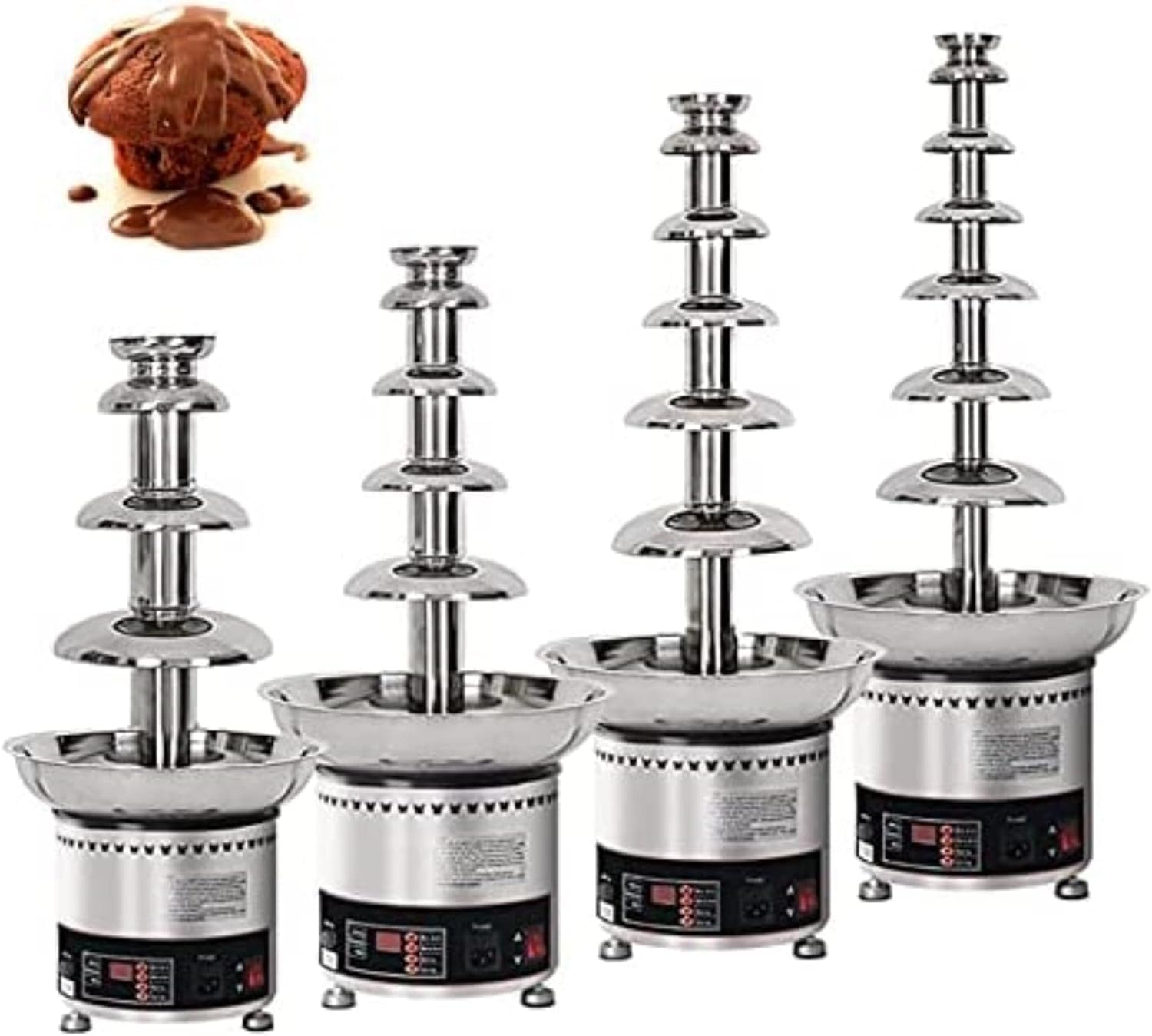 Chocolate Fountain, Stainless Steel Chocolate Fondue Fountain Machine, 30-150℃ Adjustable Commercial Chocolate Fondue Waterfall, Easy to Assemble for Party Wedding Restaurant(6 Tiers)