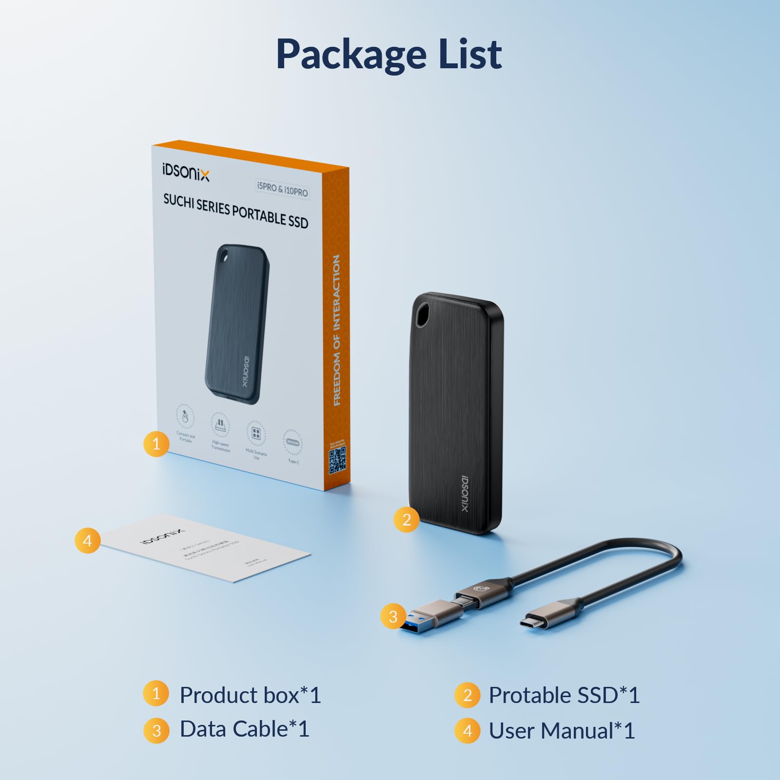 iDsonix Przenośny dysk SSD 2 TB, zewnętrzny dysk twardy, USB 3.2 GEN 2 do 1000 MB/s, zewnętrzne dyski Solid State z kablem USB C 2 w 1 do gier Xbox Serii, Mac, iPhone 15 Pro, PC, laptopów (i10PRO)