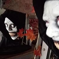 Vista 5 de Máscara de terror de Halloween, máscara de terror de demonios sonrientes, máscara de terror espeluznante con ojo blanco unisex - WhiteEyes