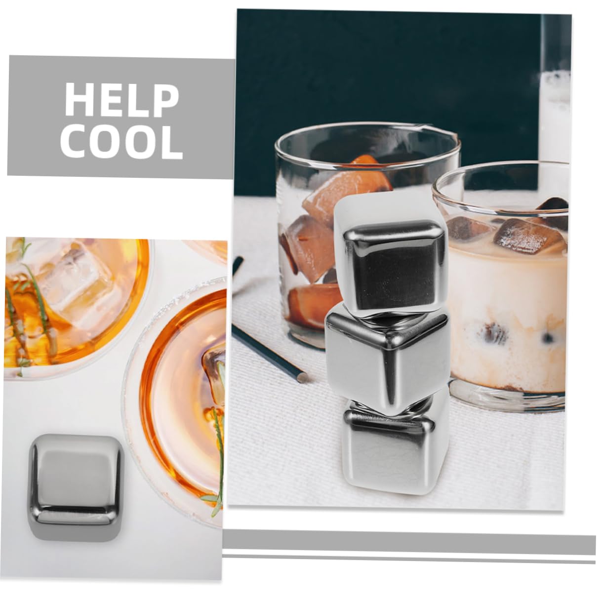 ABOOFAN 60piezas Cubitos De Hielo Inoxidable Enfriadores Reutilizables Para Whisky y Bebidas Sin Dilución Diseño Para Licores