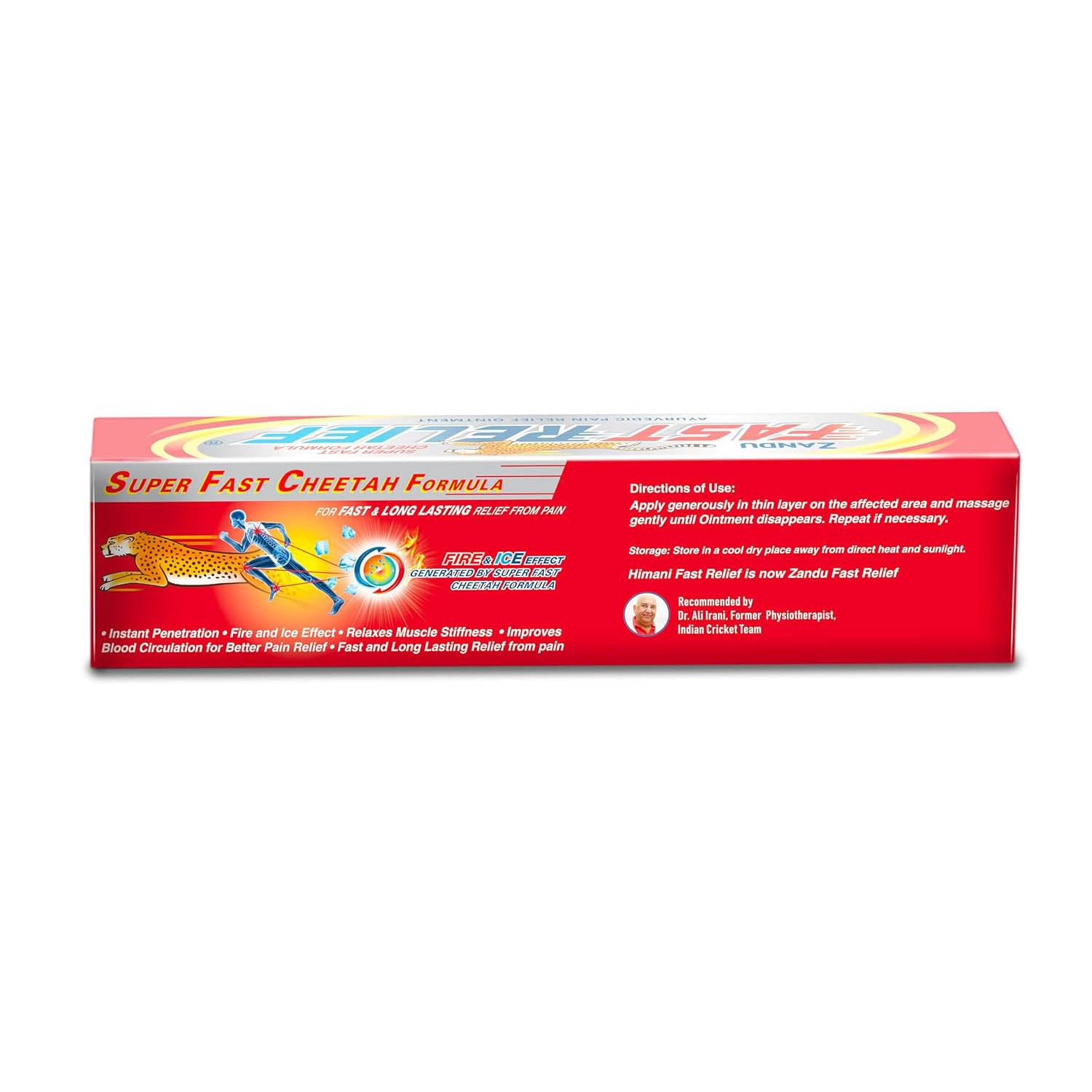 Zandu Fast Relief Ointment for Backpain, Neck & Shoulder Pain | Dual Fire & Ice Effect generated by Super-Fast Cheetah Formula | Reduces Muscle Stiffness | Improves Blood Circulation | 45ml 2