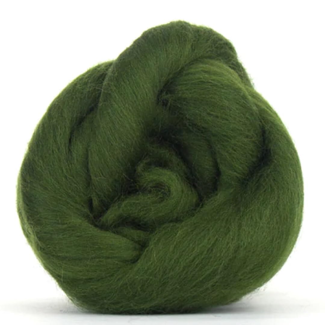 Revolution Fibers Merino Wool Roving | Premium Combed Wool Top | 22 Micron, Perfect for Felting Projects, Spinning, Wall Hangings and Tapestry (Willow Green)