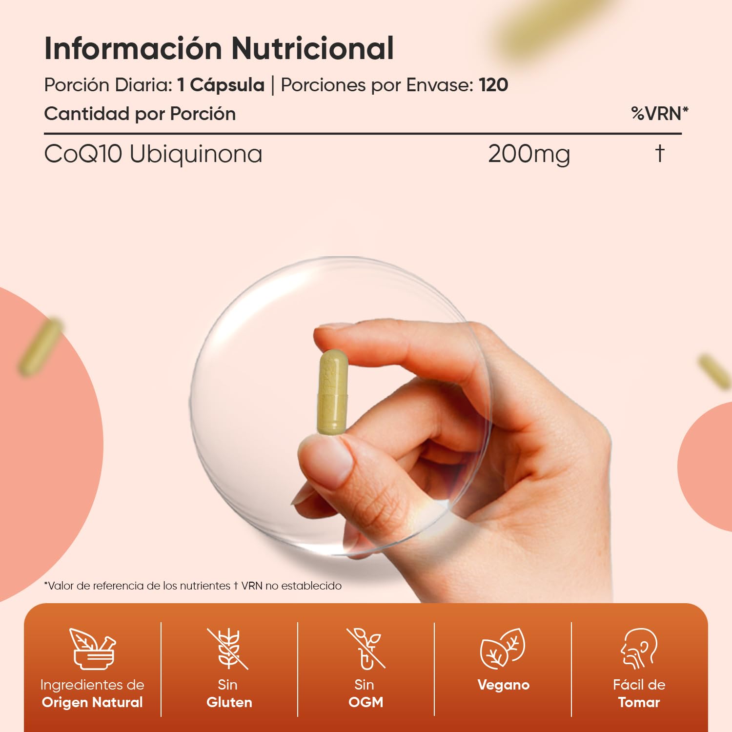 Coenzima Q10 200mg de Concentración 120 Cápsulas Veganas, 4 Meses de Suministro - Ubiquinona CoQ10, Suministro de 4 Meses, Sin Gluten, OGM ni Estearato de Magnesio