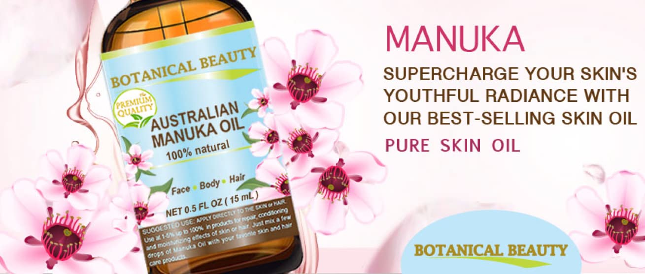Botanical Beauty MANUKA OIL WILD GROWTH RAW 100% Natural VIRGIN UNREFINED Cold Pressed Carrier Oil. for Skin, Face, Hair, Lip and Nail Care Anti-Aging (1 Fl Oz 30 ml)