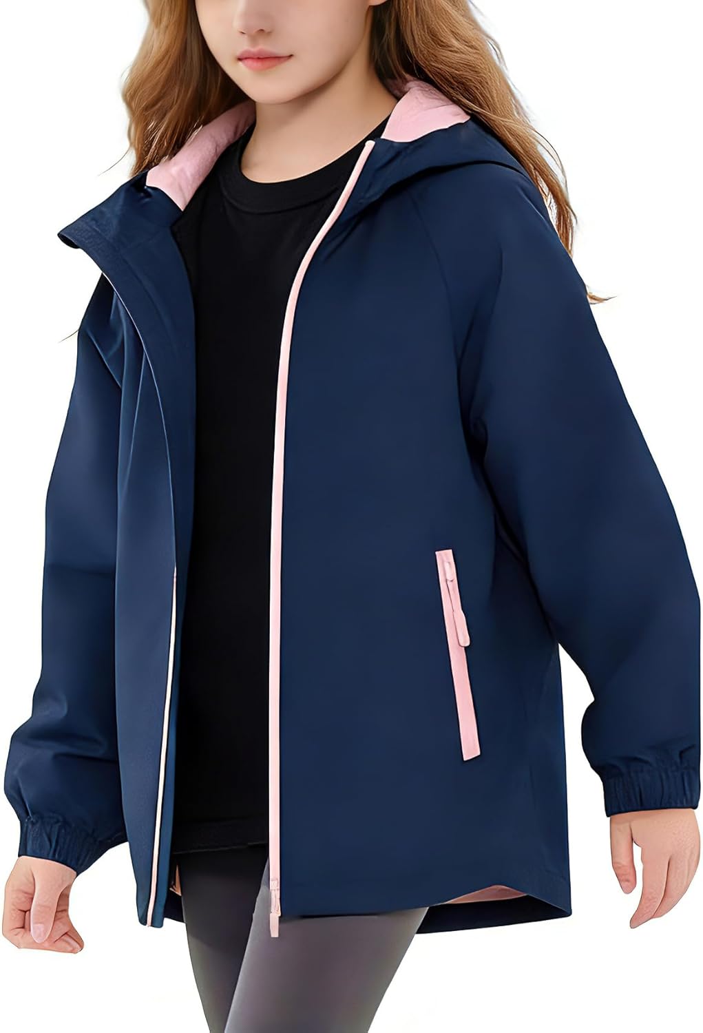 Boys Girls Rain Jackets Waterproof Hooded fleece Raincoats Lightweight Windbreakers for Kids - Image 2