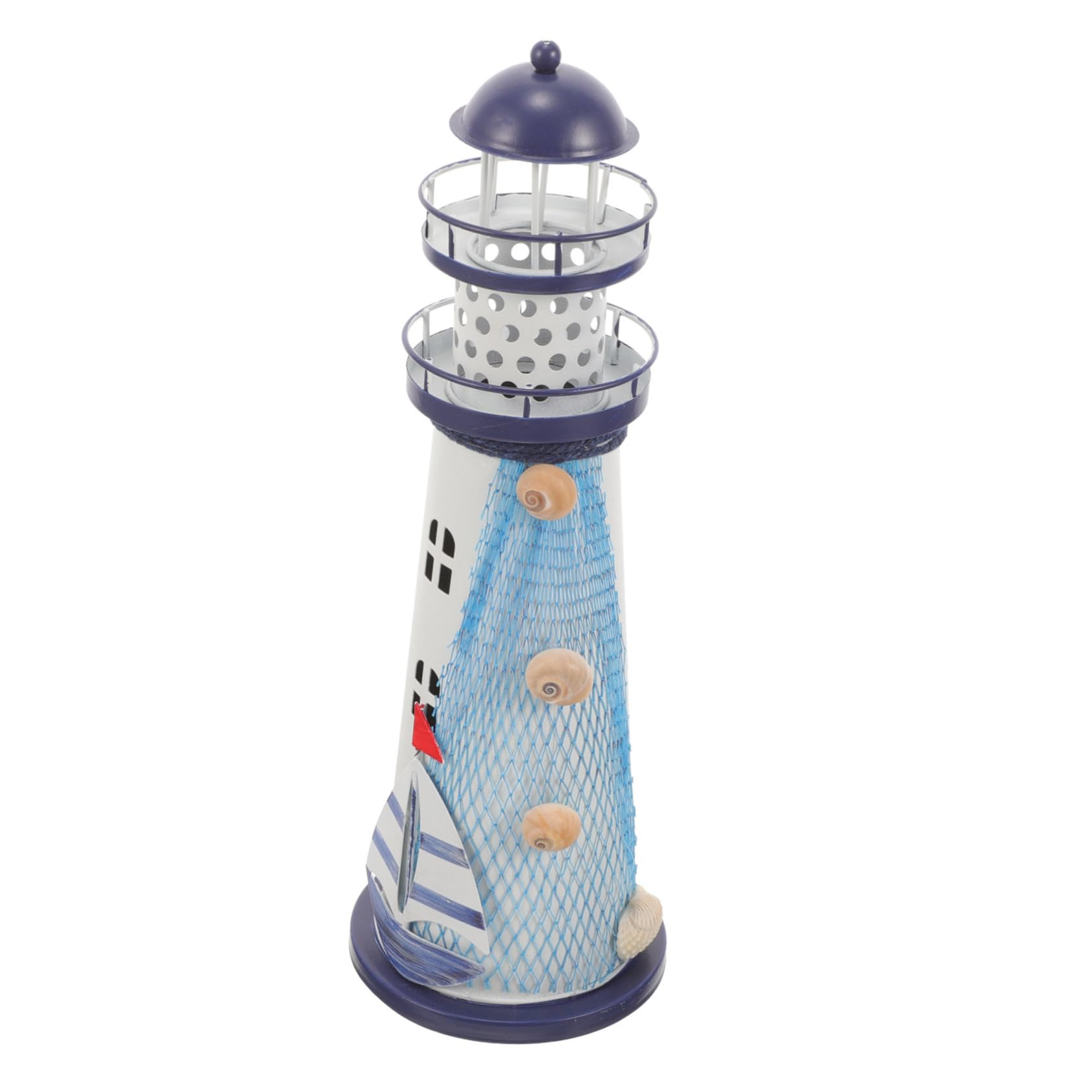 SEWOART Mediterranean Lighthouse Lamp Decor Nautical Desk Accessory with LED Light Unique Home Decoration for Coastal Style Durable Artistic Design for Indoor Spaces