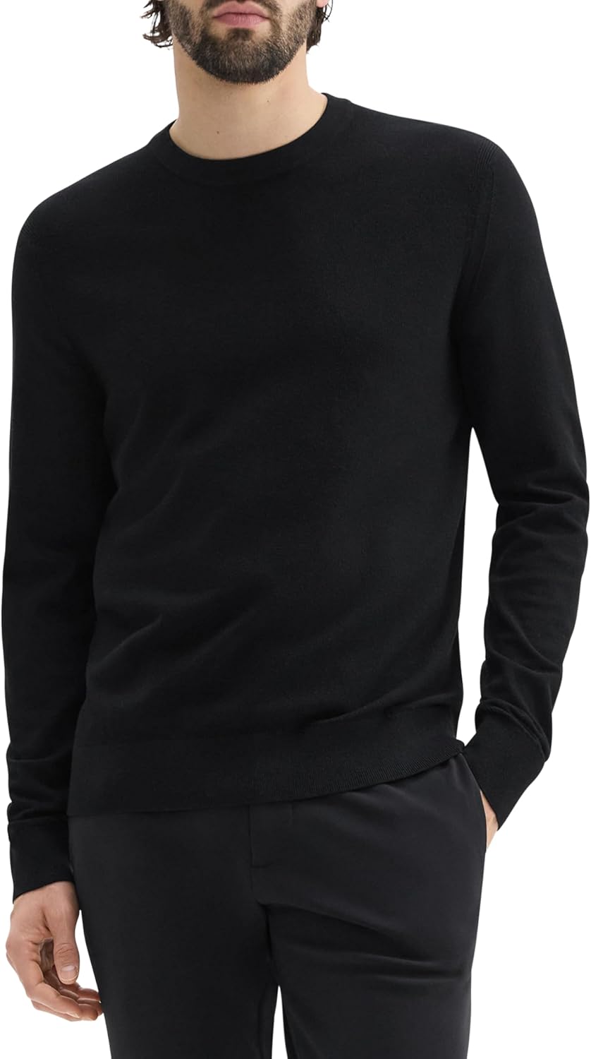 Theory Men's Riland Crewneck Grid in Light Bilen - Image 2