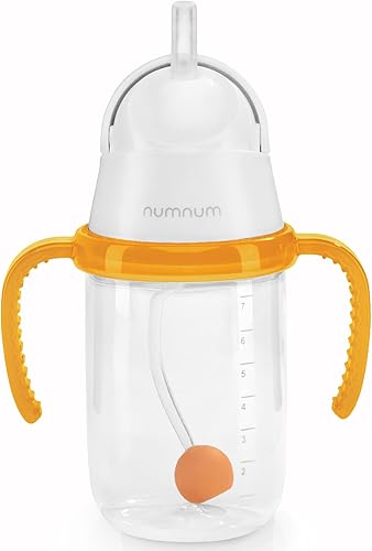 NumNum Vaso con popote para bebé, vaso con popote con peso, a prueba de derrames, con popote para niños de 6 a 12 meses, artículos esenciales para