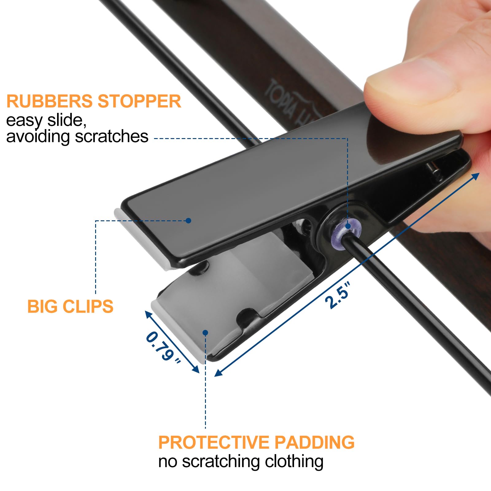 TOPIA HANGER Grucce Per Pantaloni, In Legno, Con 2 Grandi Clip