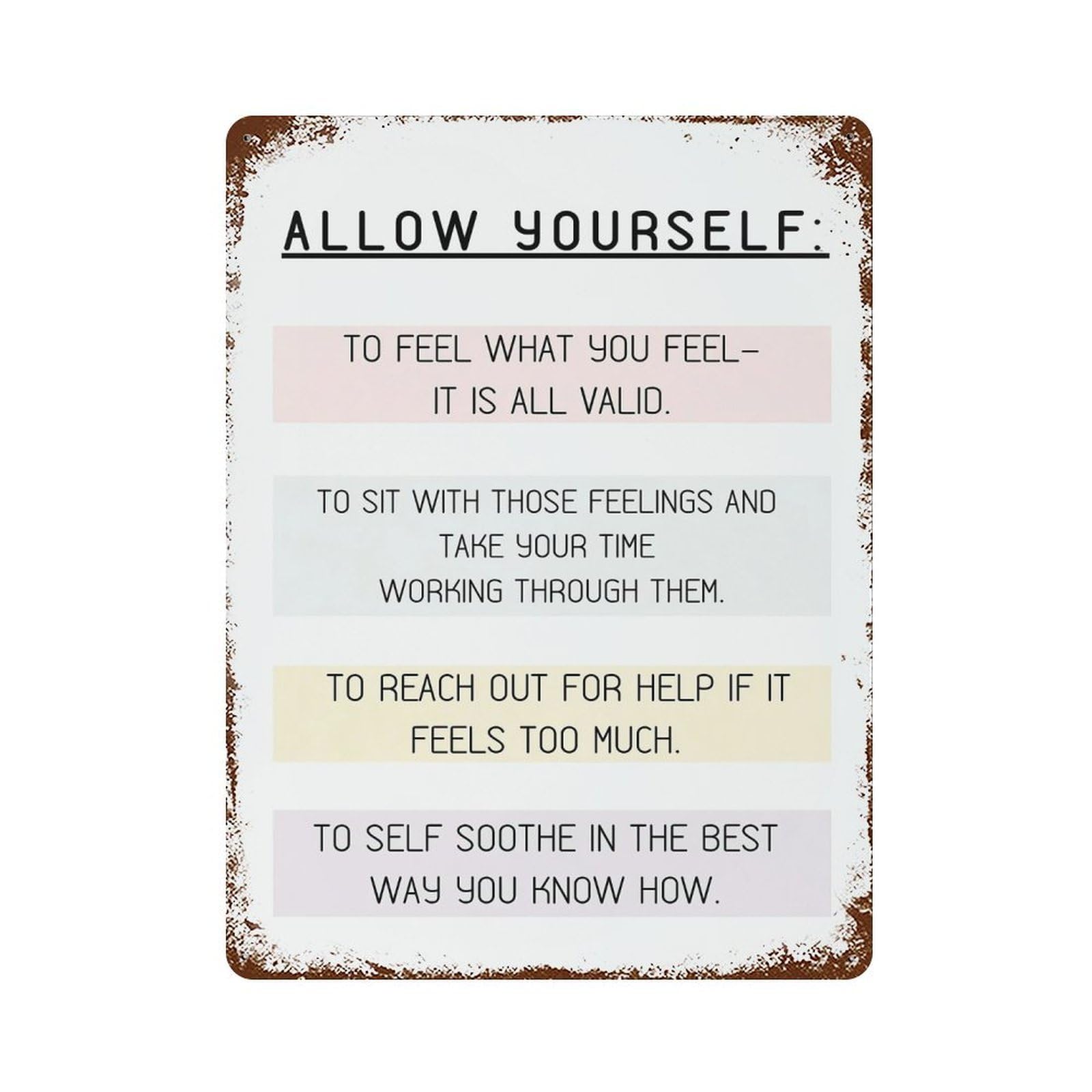 xiaoxiaoshen Allow Yourself Mental Health Wall Decor Art Metal Tin Poster Modern Home Decor Art Home Bar Shop Decorations Vintage Sign 40x30cm
