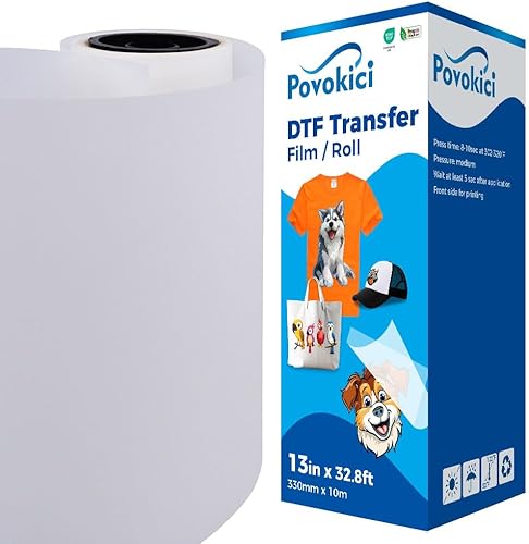 Miniatura 6 de POVOKICI Película de transferencia DTF A3+ de 13 x 19 pulgadas, 100 hojas de doble cara mate transparente pretratamiento, papel de transferencia de