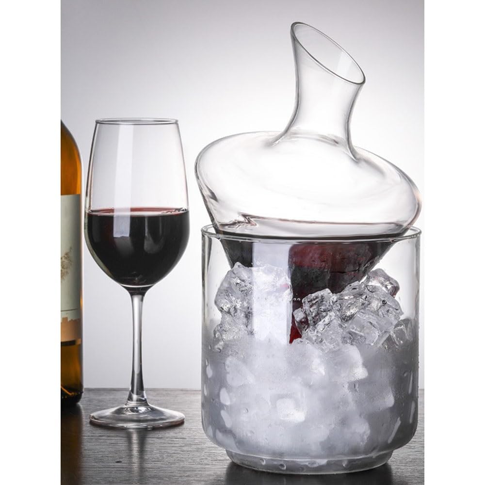 Decantador de Vino Jarra decantadora de vino frío 1000 ml con forma cono y aireador, compartimento for hielo. Ideal for tinto