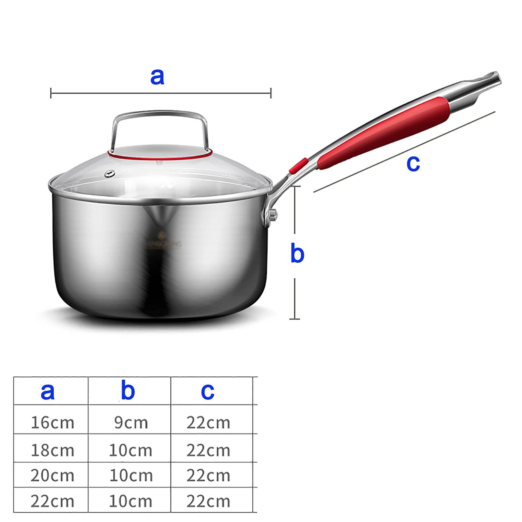 Dampfgartopf/Kleiner Milchtopf/Fritteuse/Suppentopf/Schneepfanne Antihaftbeschichteter Topf aus Edelstahl 316 Haushaltsnahrungsergänzungstopf, 18 cm