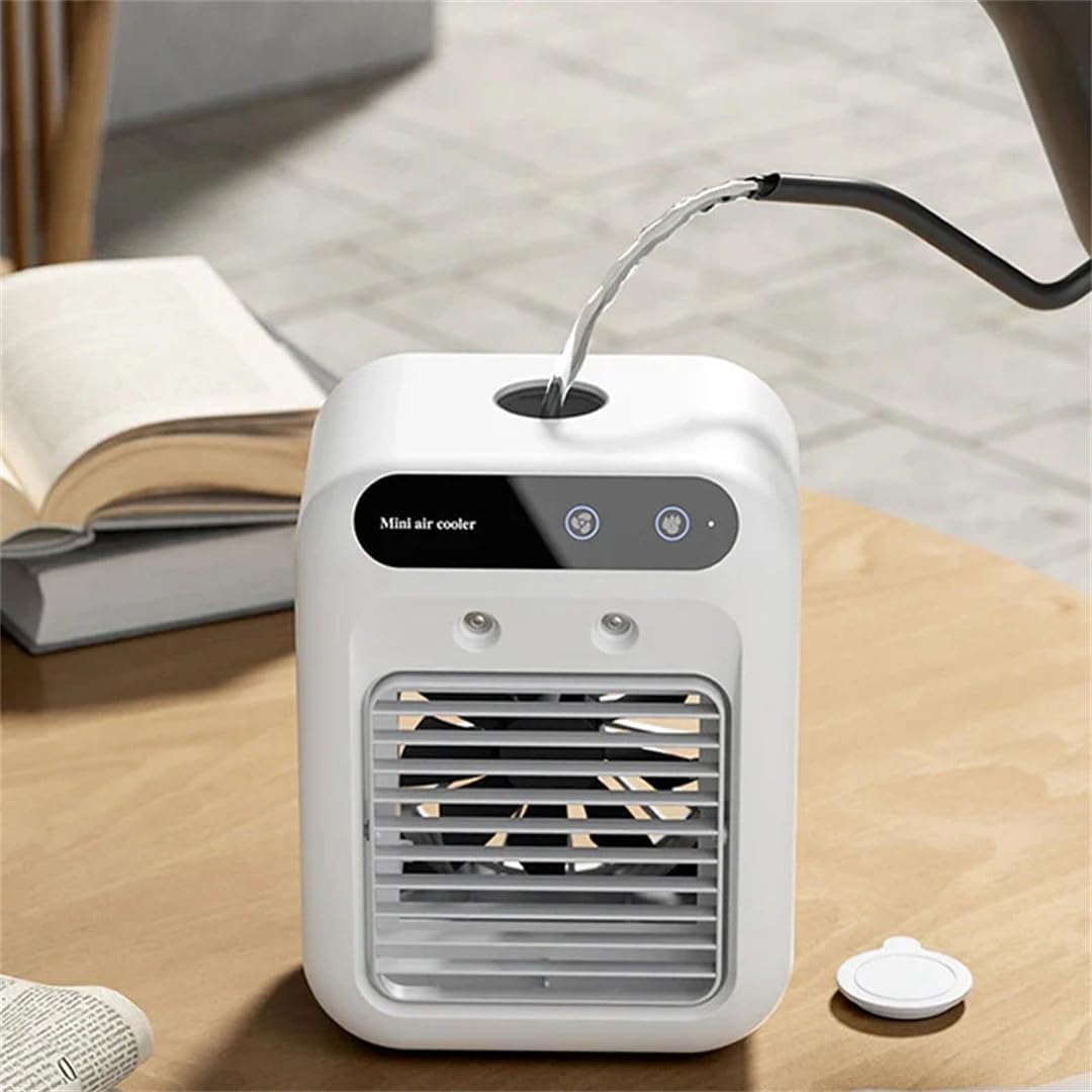 Climatiseur Portable Zensairex, Petit Climatiseur Portable, Mini Climatiseusr, Humidificateur À Brumisation, Inclinaison Réglable À 15°, Grande Maison Et La Chambre, Rechargeable Sur Secteur (a)