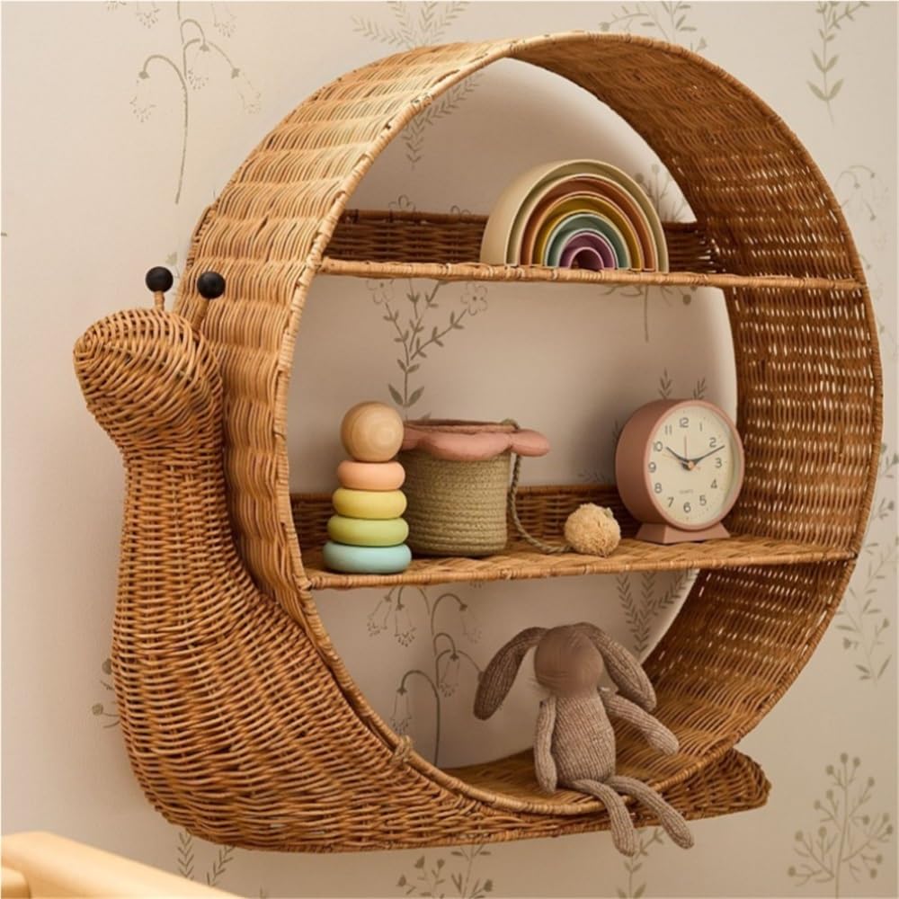 Porte-tasses mural créatif de qualité supérieure en rotin avec étagère de rangement