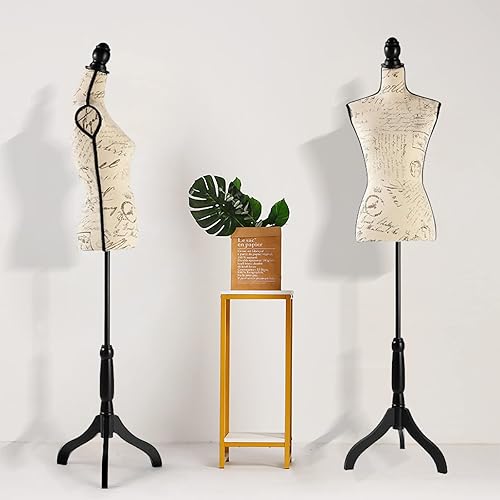 Vista 11 de Maniquí de costura para mujer, maniquí ajustable de 52 a 64 pulgadas para costura, maniquí de torso, exhibición de joyas, soporte de trípode de Negro
