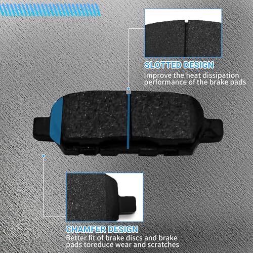 Image of Brake Pads Front and Rear Compatible with Nissan Pathfinder Murano, 2014-2020 Infiniti QX60, 2013 Infiniti JX35 Automotive Replacement Brake Pads Semi-Metallic D1649 D905