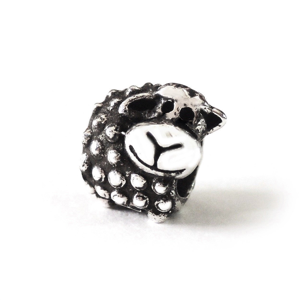 SOVATS Fluffy Sheep Beads Charm For Bracelets 925 Sterling Silver Oxidizied Surface