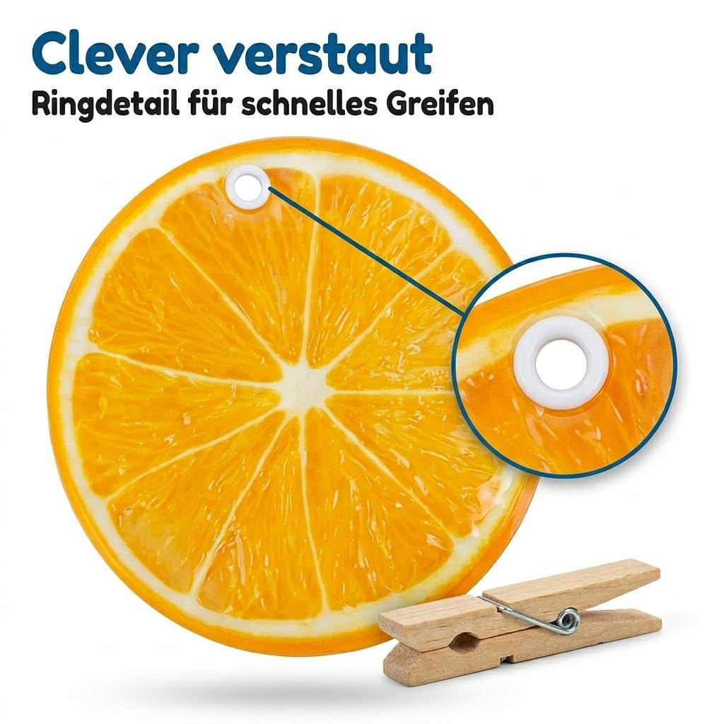 MIJOMA Set di 3 cuscinetti refrigeranti con stampa di frutta, Ø 16 cm, perfetti per l'estate, barbecue, picnic e bomboniere, plastica alimentare