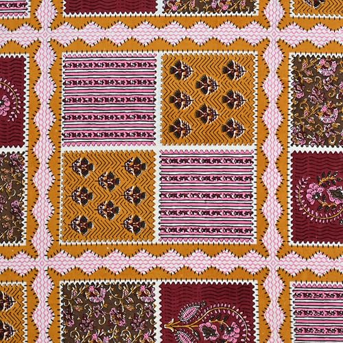 Image of 100% Cotton Single Bedsheet with 1 Pillow Cover | 240 TC Pure Cotton Flat Bed Sheet | Traditional Jaipuri Printed Bedding Set | Soft & Breathable | 60 x 90 Inch (Rangmahal Single 62)
