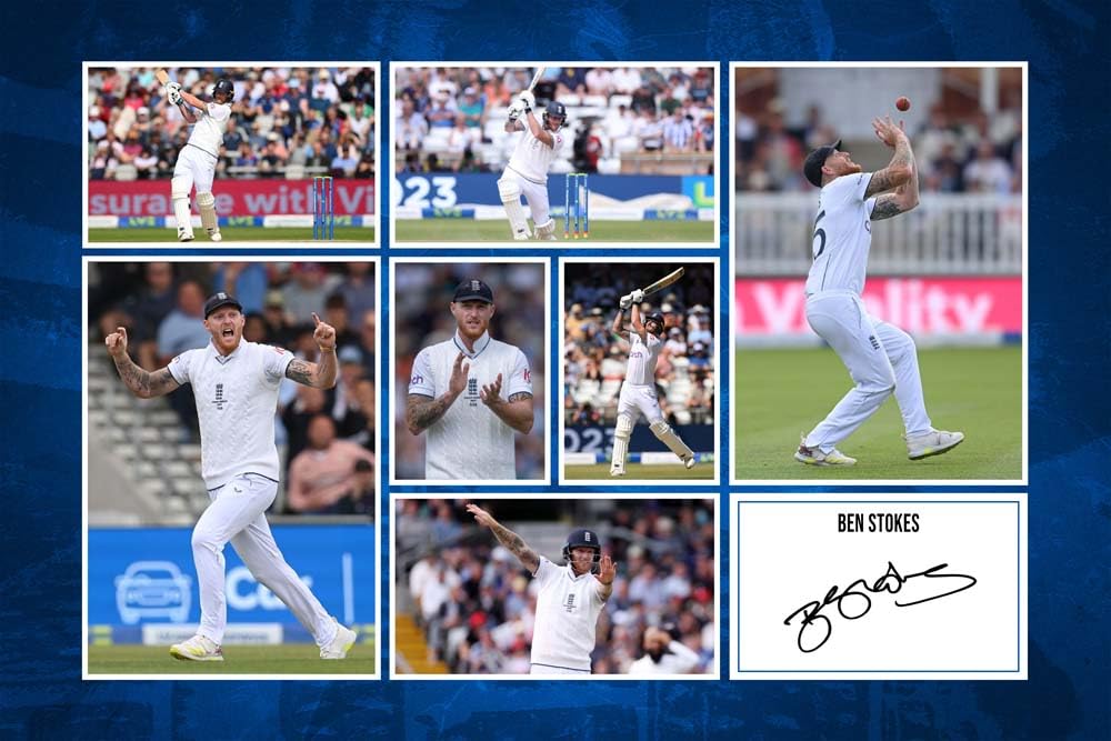 RJR PRINTS Ben Stokes - England Ashes Cricket Signed 12x8 Inch Montage Photo Print Pre-Printed Signature Autograph Gift