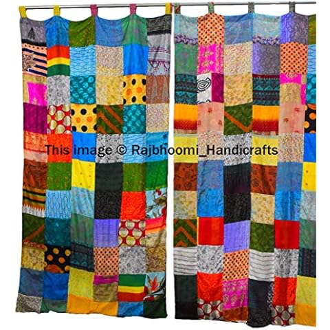 Cortinas reversibles de estilo indio vintage Sari multicolor Cover