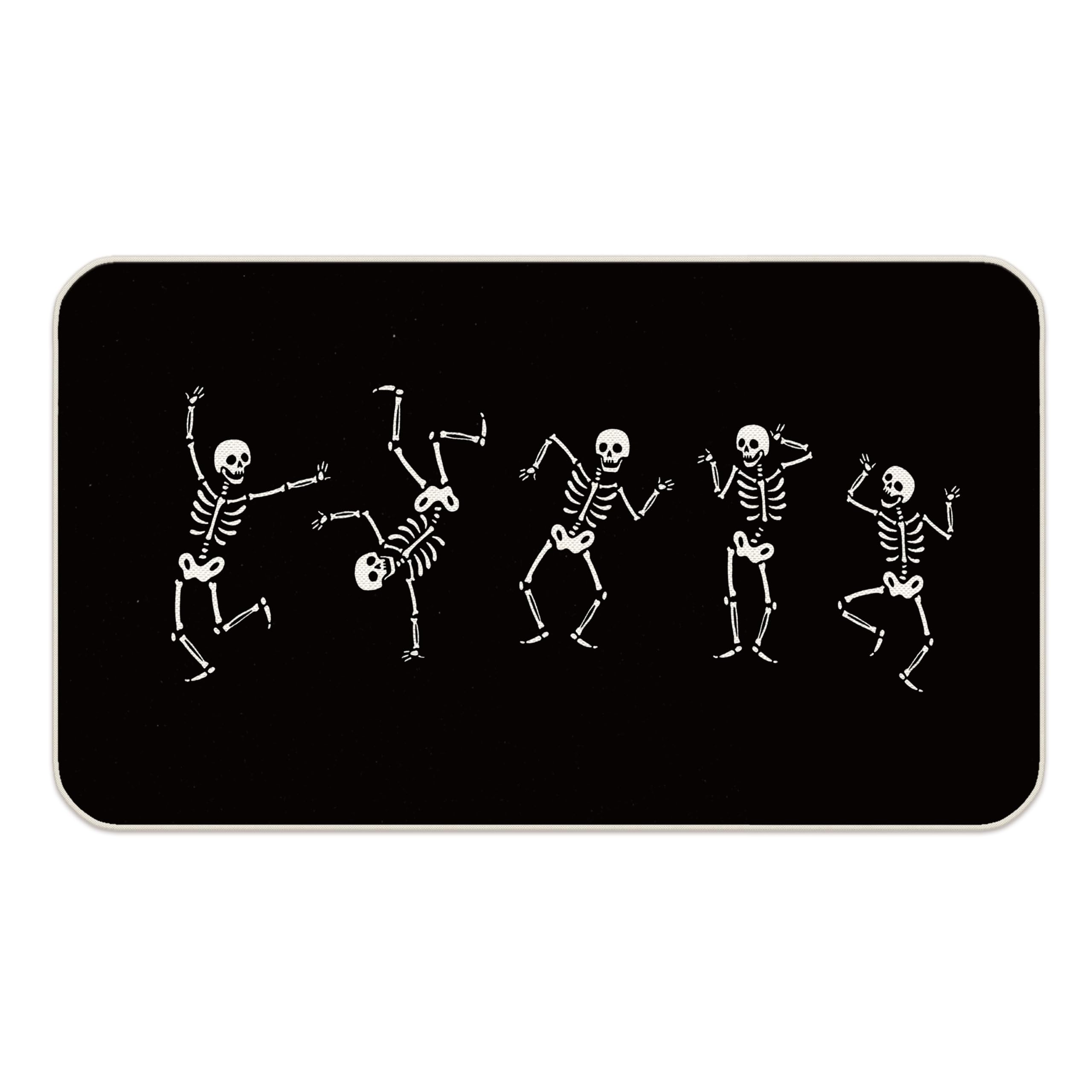 Farmhouse Halloween Funny Skeleton Gothic Skull Dancing 30 x 17 Inches Entryway Door mat,Front Door Entrance Outdoor Porch Home Decor,Halloween Skull