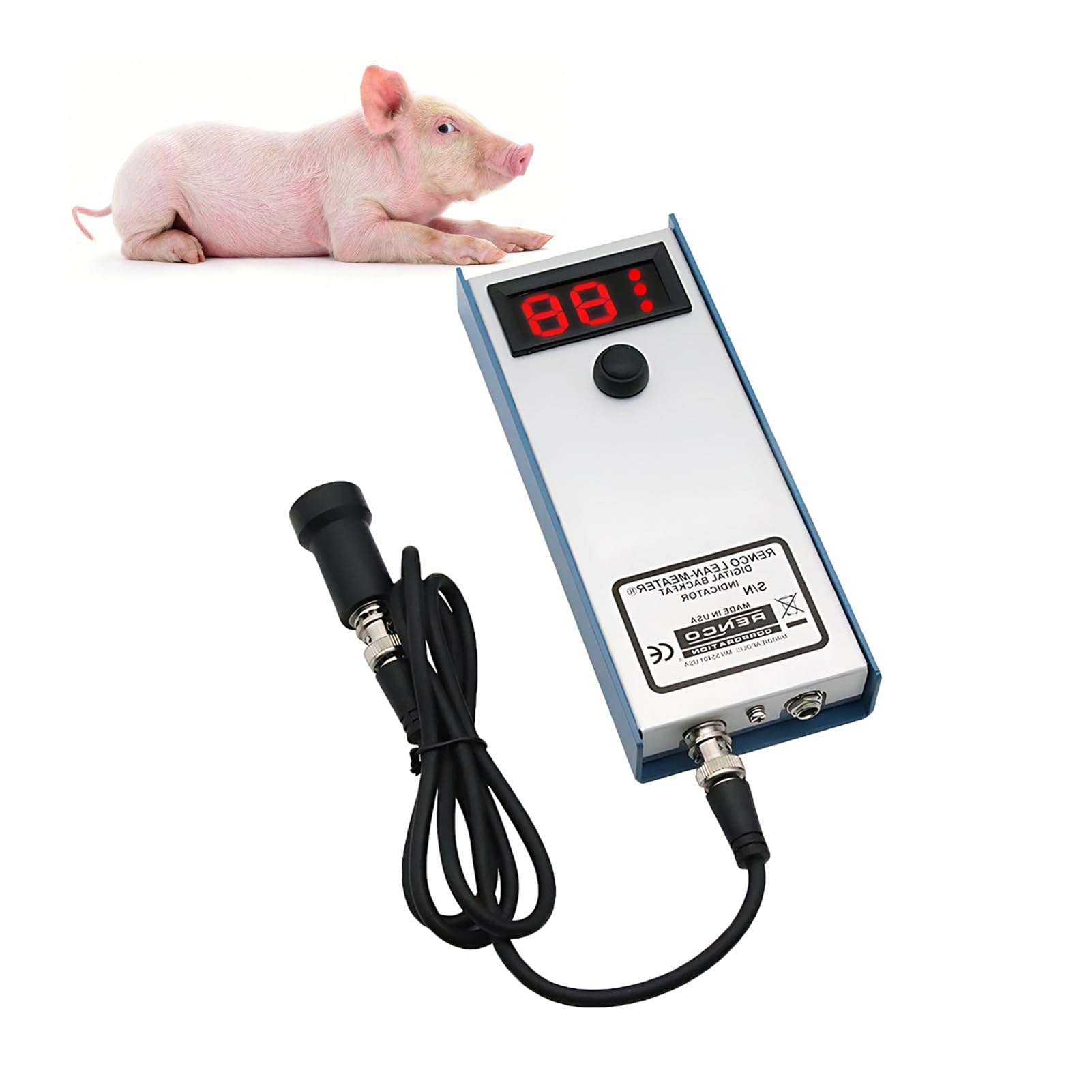 Tester Grubości Słoniny Świńskiej Lochy 4-35mm - Miernik Tłuszczu Cyfrowy Precyzja ±1mm, Monitor Przenośny 1kg Urządzenie Odczyt Żywienia Wyposażenie Chlewni
