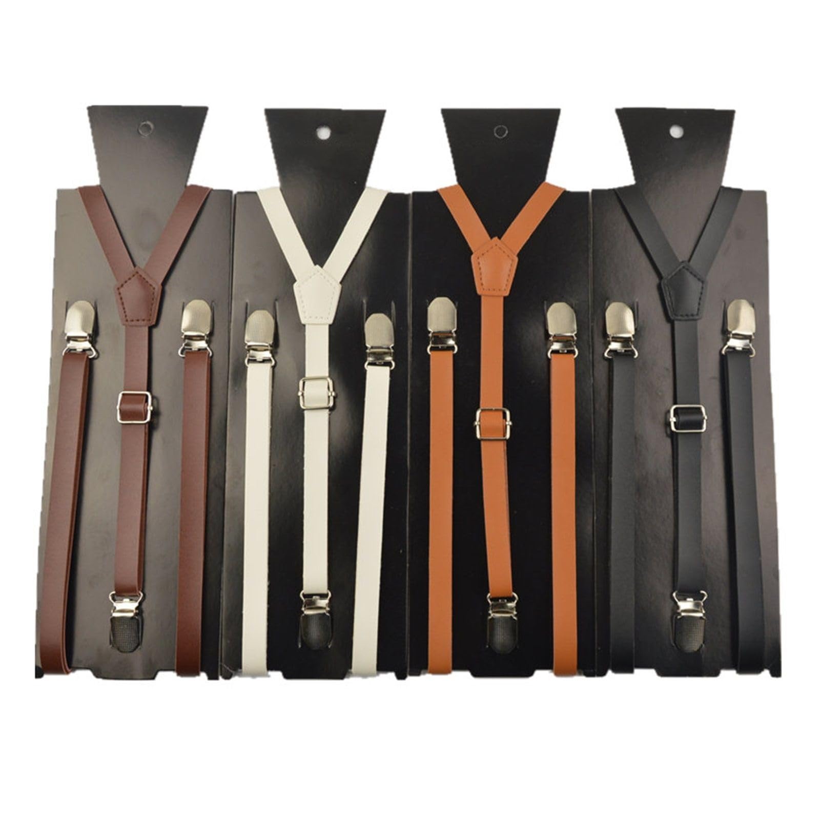 Bretelles porte-jarretelles en cuir synthétique pour homme/femme de 115 mm de large (blanc)