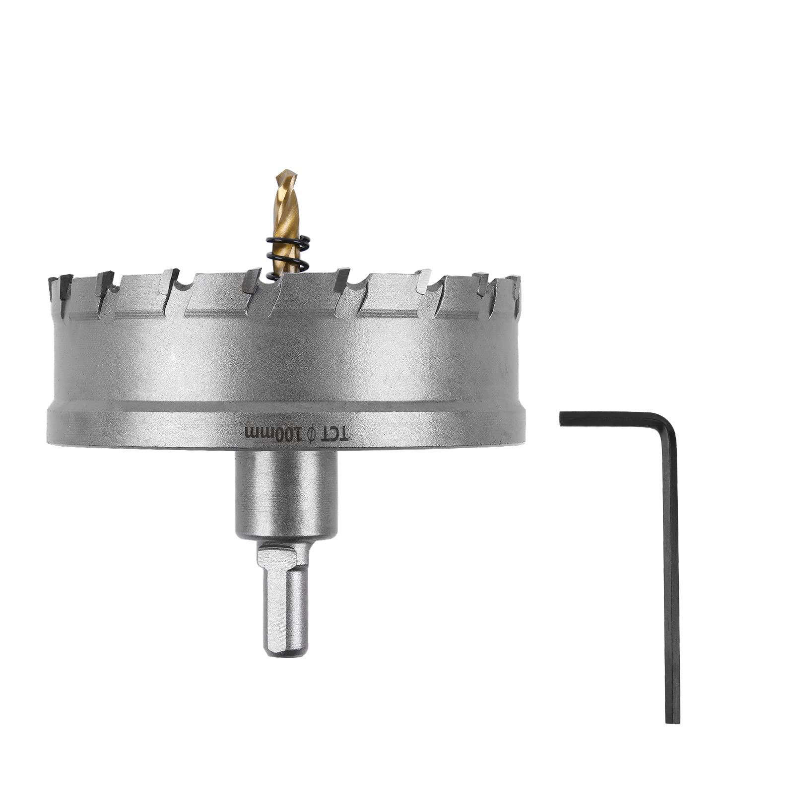 Flintronic Brocas Corona Metal, 100mm Carburo Agujero Cortador, TCT Agujero Sierras Brocas Corona para Acero Inoxidable, Acero Dulce, Hierro, Cobre y Latón