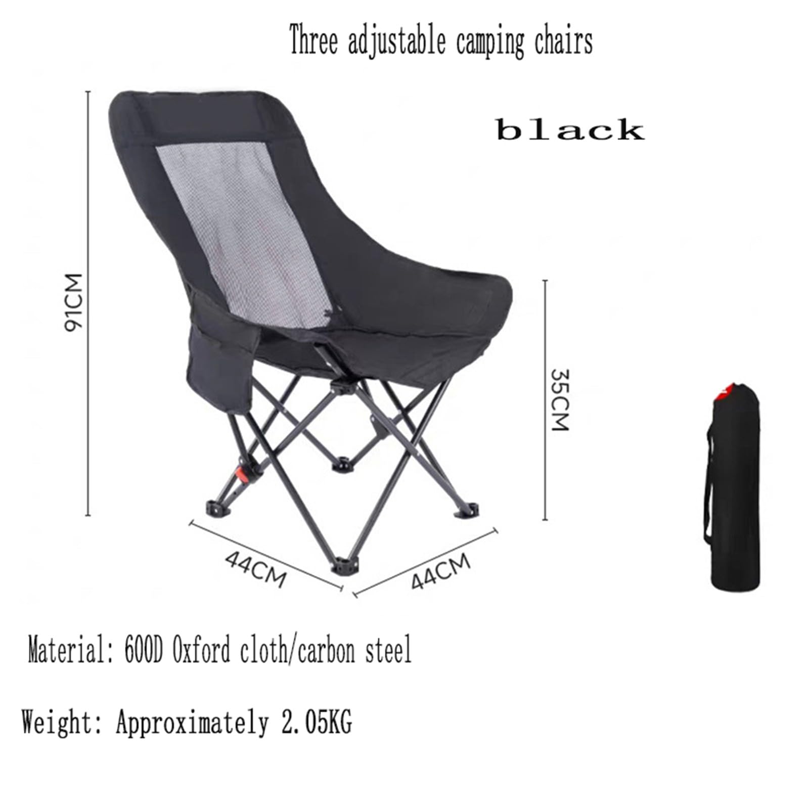 Pieghevole ergonomica da Campeggio Imbottita co Borsa Trasporto Sedia Portatile di Lusso per Campeggio Giardino Pesca Adulti B