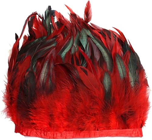 Miniatura 7 de AWAYTR Flequillo de plumas de cogote de gallo recortadas de 5 a 7 pulgadas de ancho paquete de 5 yardas