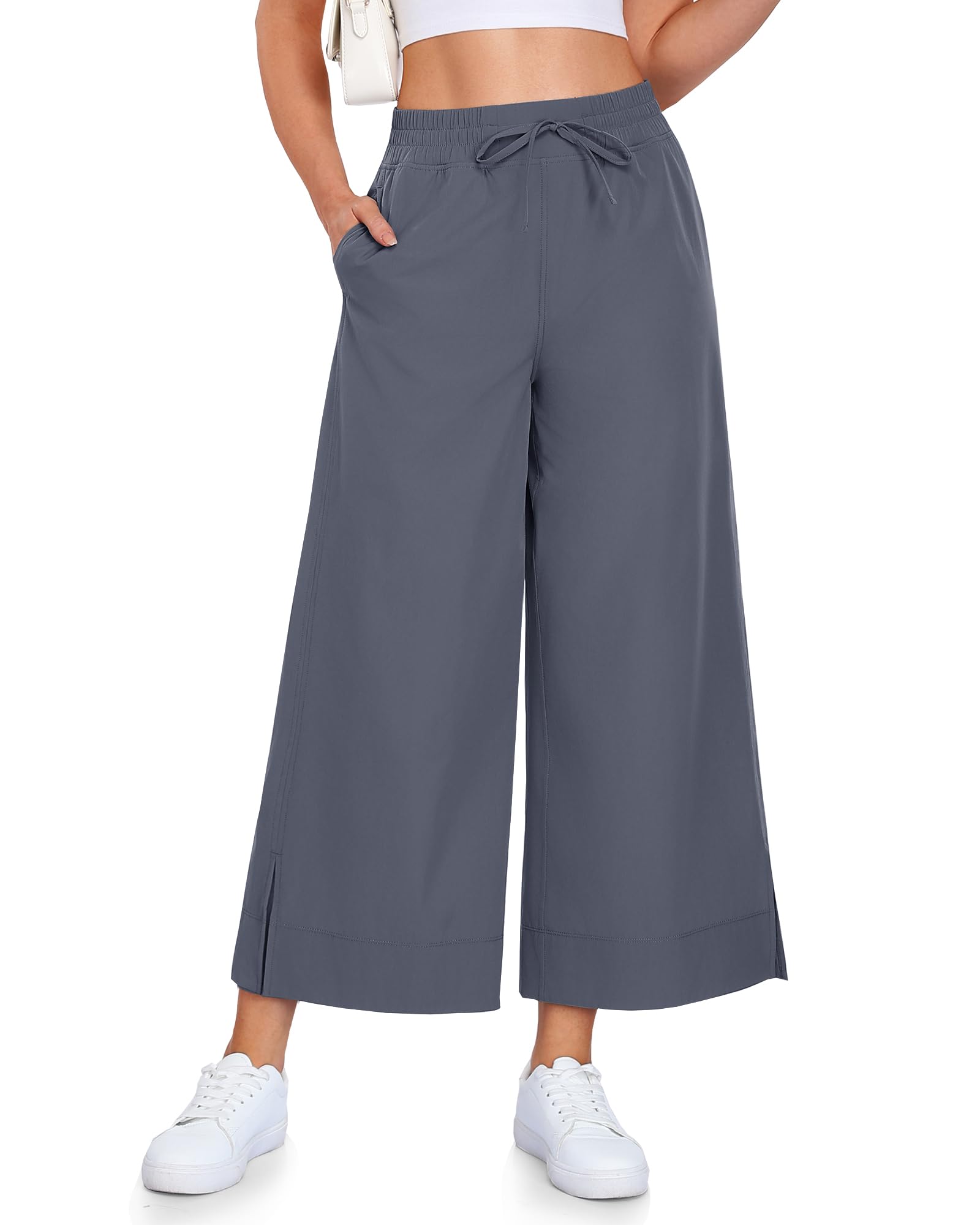 CAMPSNAIL Wide Leg Pants Women - 25 29 Casual Summer Capri Sweatpants Lightweight Yoga Pants for Dress Travel