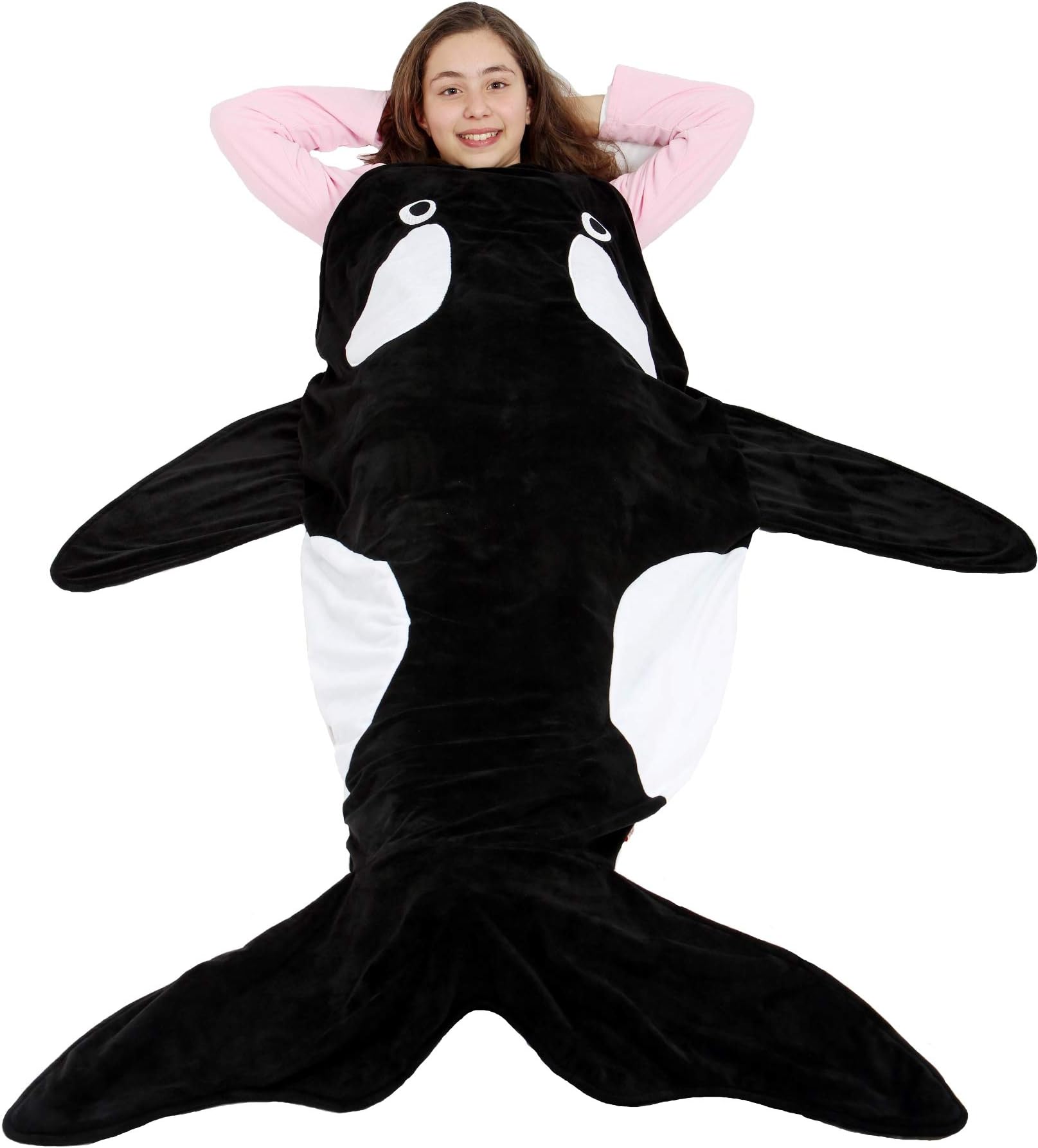 Whale Blanket - Orca Blanket, Kids Sleeping Bag: Ultra-Soft Pocket Style Keeps Kids Warm. from 5 - 12 or More
