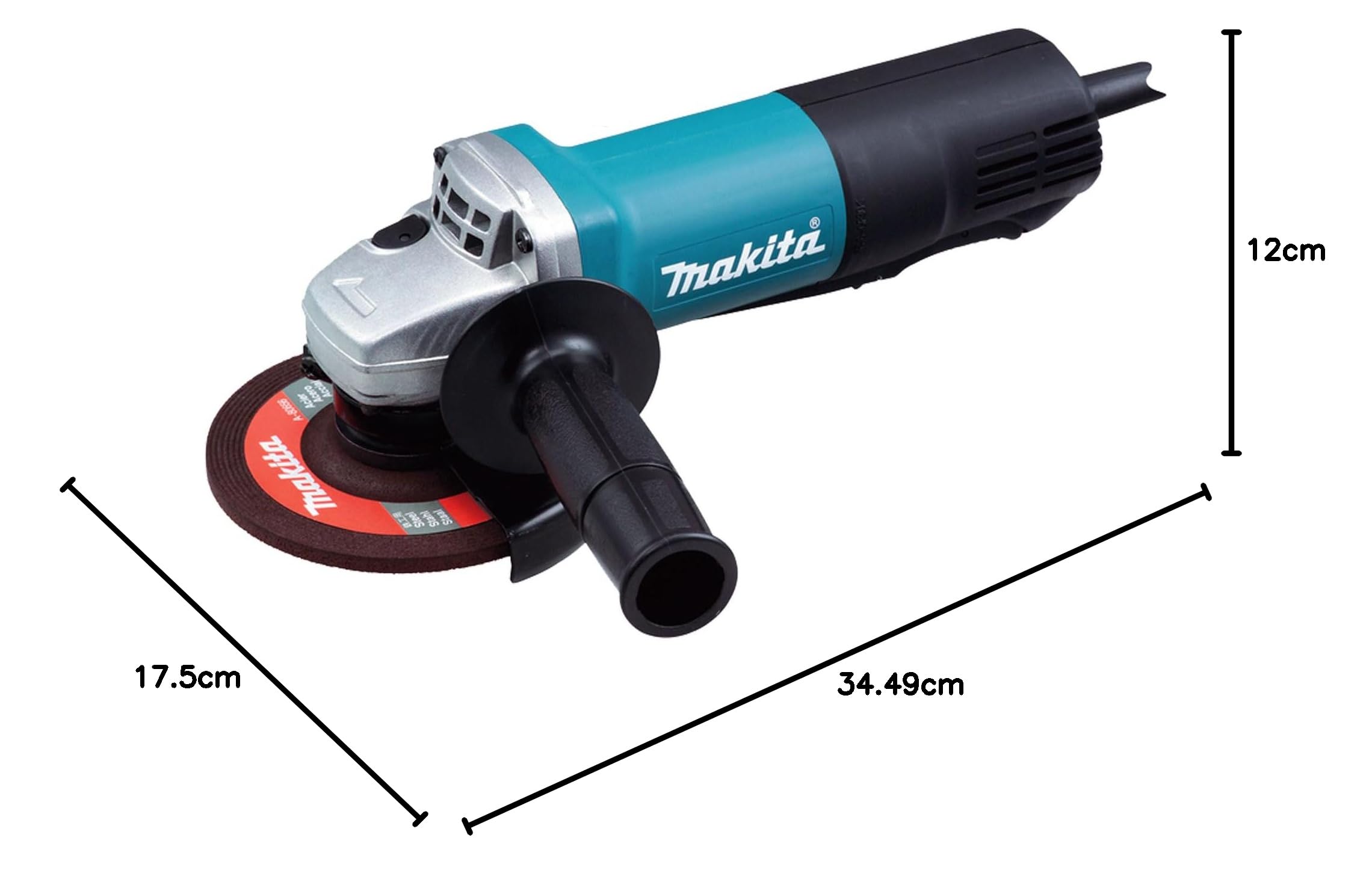 Makita 9558PBGY szlifierka kątowa 125 mm, 840 W z przełącznikiem wiosłowym