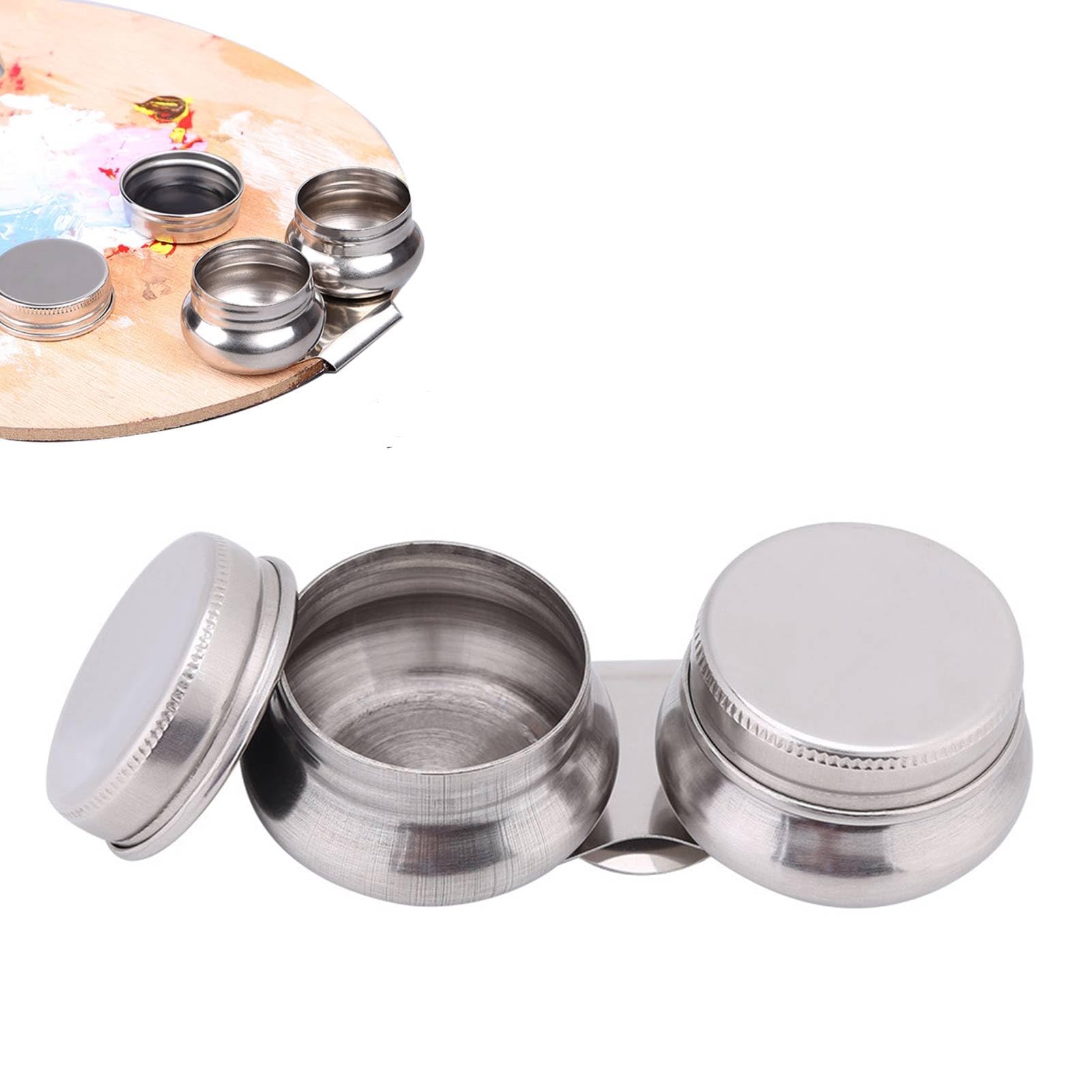 Double palette clip en acier inoxydable avec couvercle étanche pour peinture à l'huile