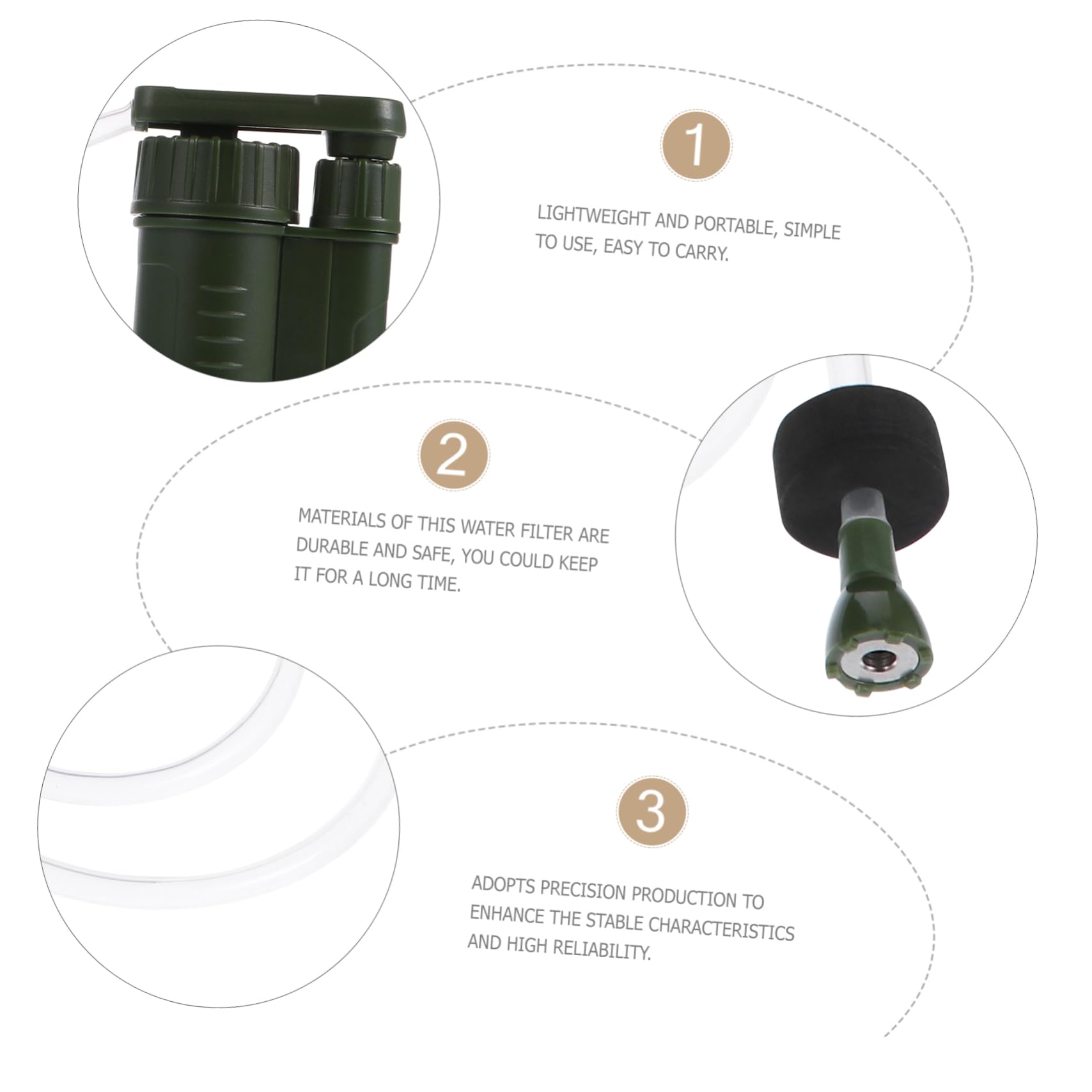 POPETPOP 2pcs Portable Outdoor Water Filter Pump Emergency Camping Water Purifier for Hiking Lightweight Easy to Use Reduces Sediment Impurities