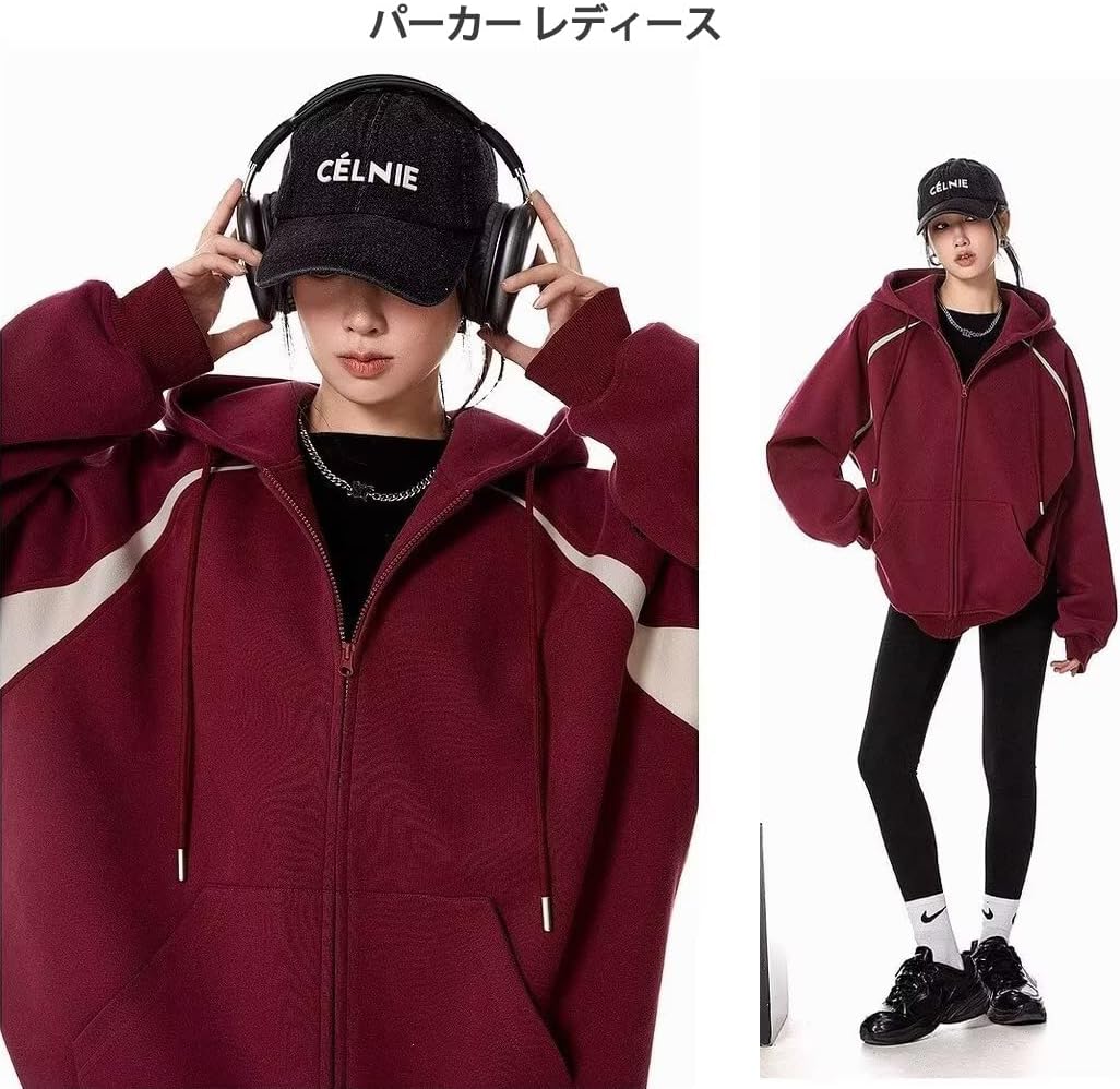 [BUTMYJ] ジップパーカー メンズ 大きいサイズ 秋冬 フルジップ スウェット カーディガン フード付き ビッグシルエット ゆ