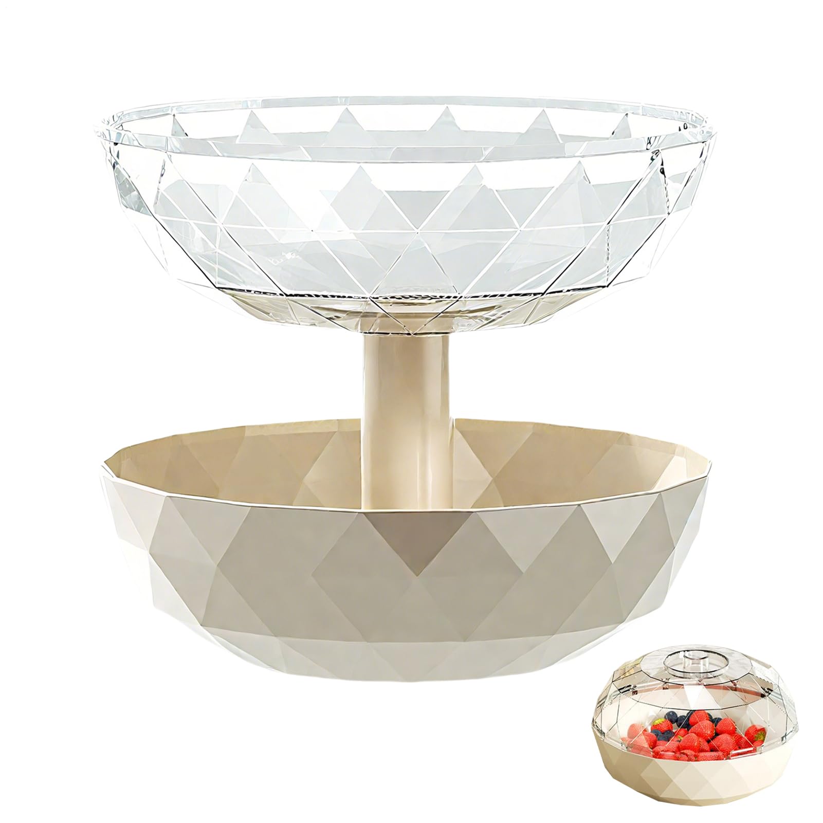 Fruit Bowl for Kitchen Counter | 2 Tier Removable Pumpkin Snack Holder with Lid - Home Candy Servers for Table Theater Nuts Retail Party Corner Bedroom Movie Desktop Mixed Color