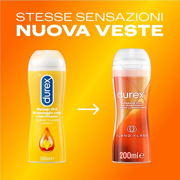 Durex Massage 2 in 1, Gel Lubrificante Intimo a Base Acqua e Gel per Massaggi, con Ylang Ylang, 200 ml - 2