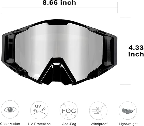 Miniatura 2 de Gafas de motocross con cubierta para la nariz, gafas de motocross MX y ATV todoterreno para adultos unisex