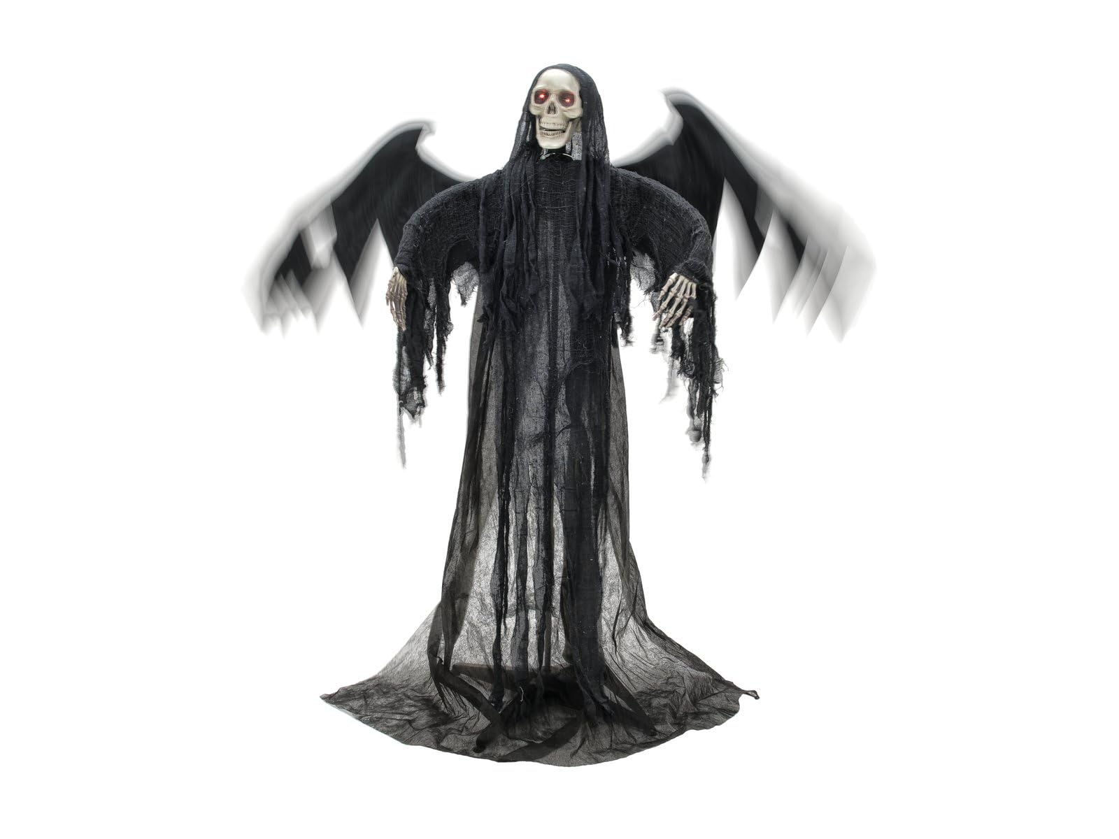 EUROPALMS Halloween Schwarzer Engel, 175x100x66cm | Animierte Figur mit Licht- und Soundeffekt (Batterie- & USB-Betrieb)